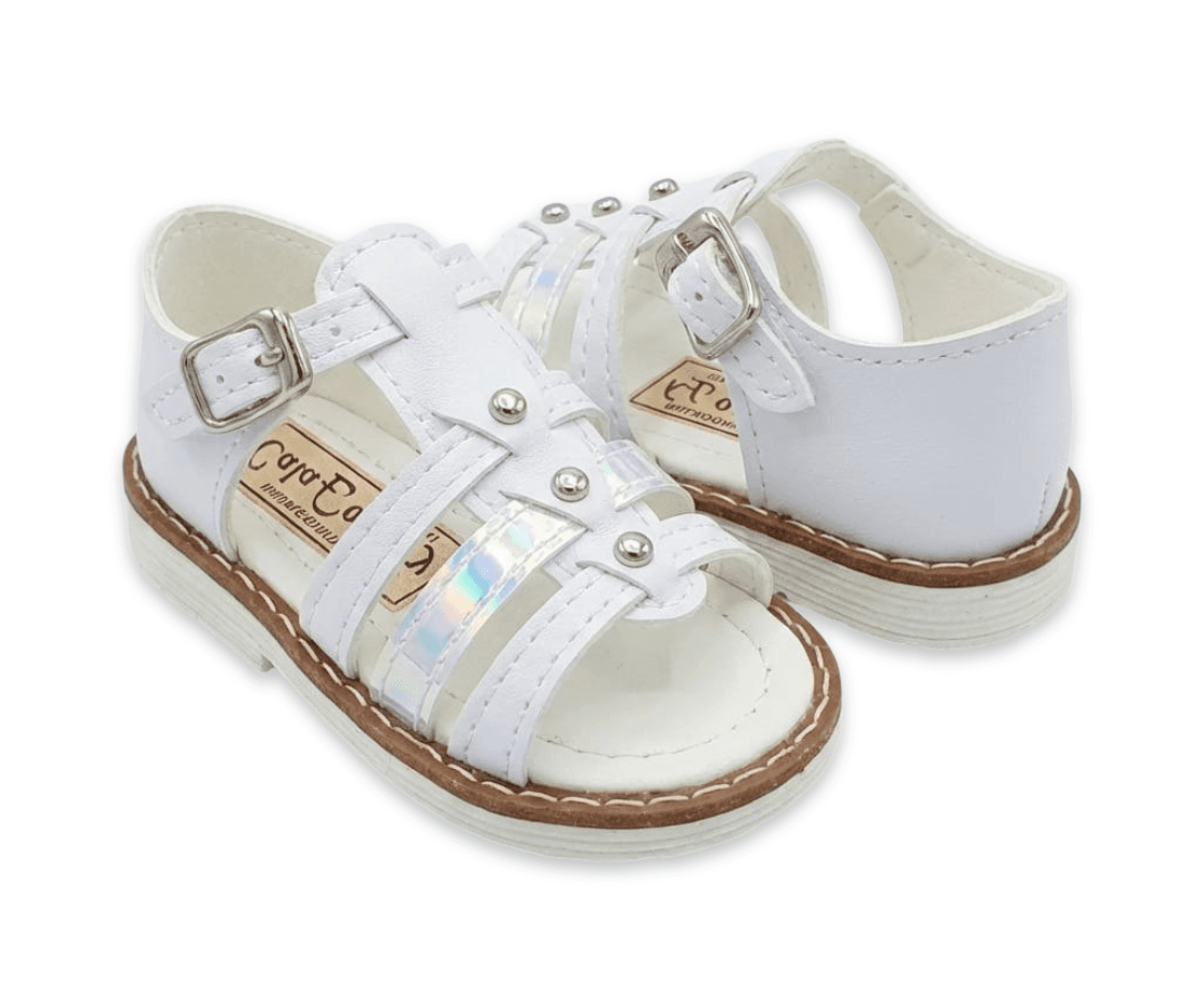 Sandalias Semi Abiertas Dodo Pellet Tornasol - Blanco